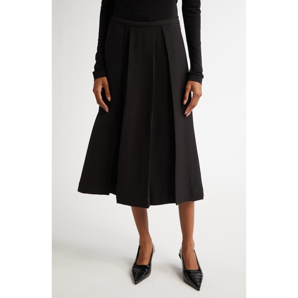 Totême Pleated Wool And Silk-blend Midi Skirt In Black