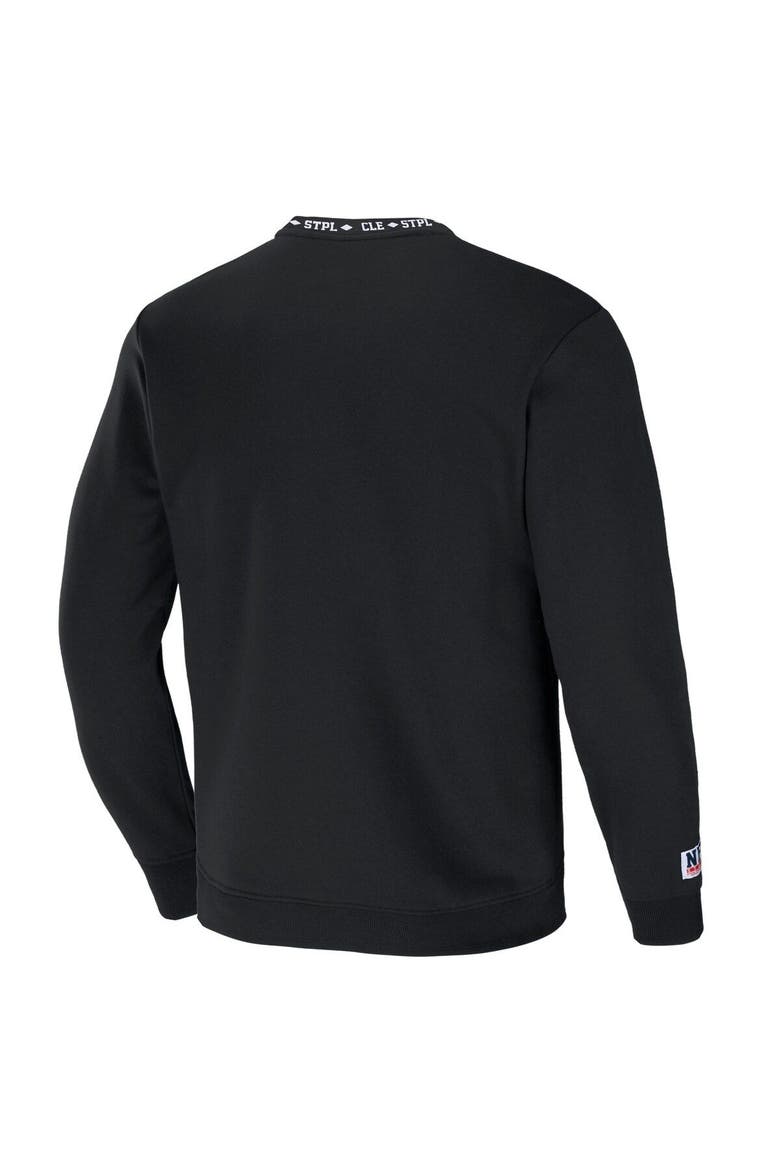 Men's NFL x Staple Black Cleveland Browns Globe Crewneck Pullover, Alternate, color, Black