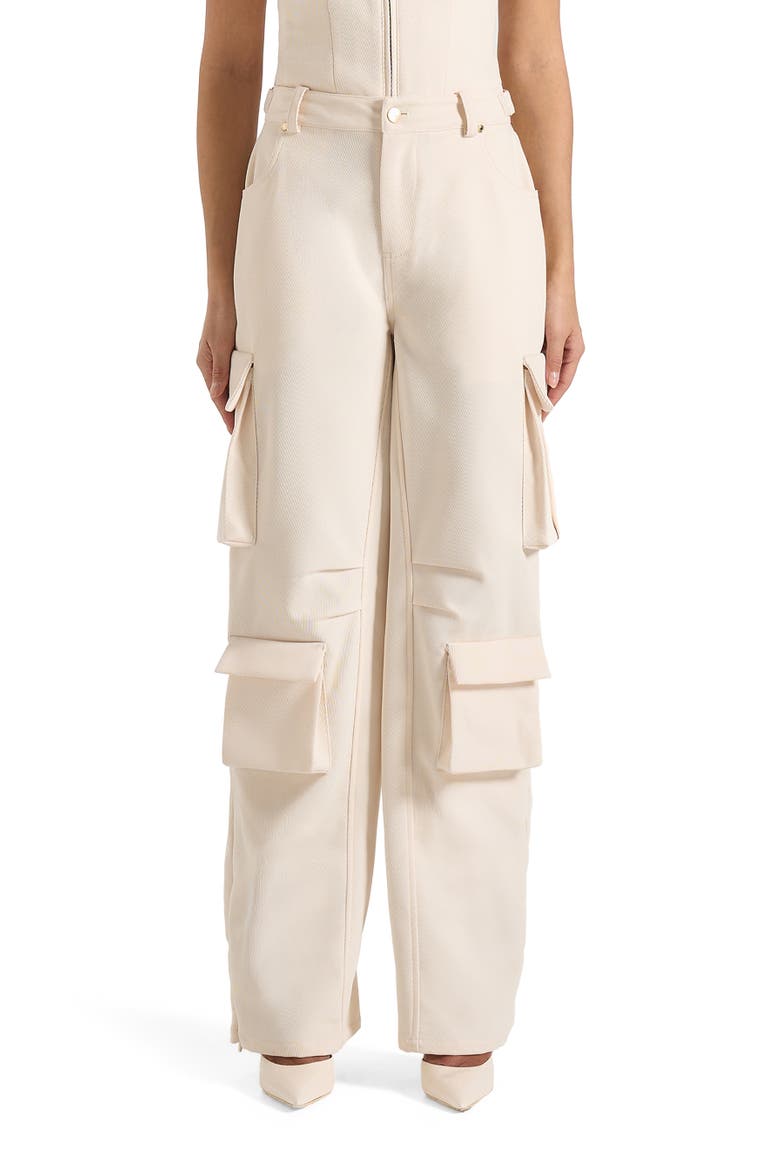 Emilie High Waisted Utility Cargo Pants, Alternate, color, Cream