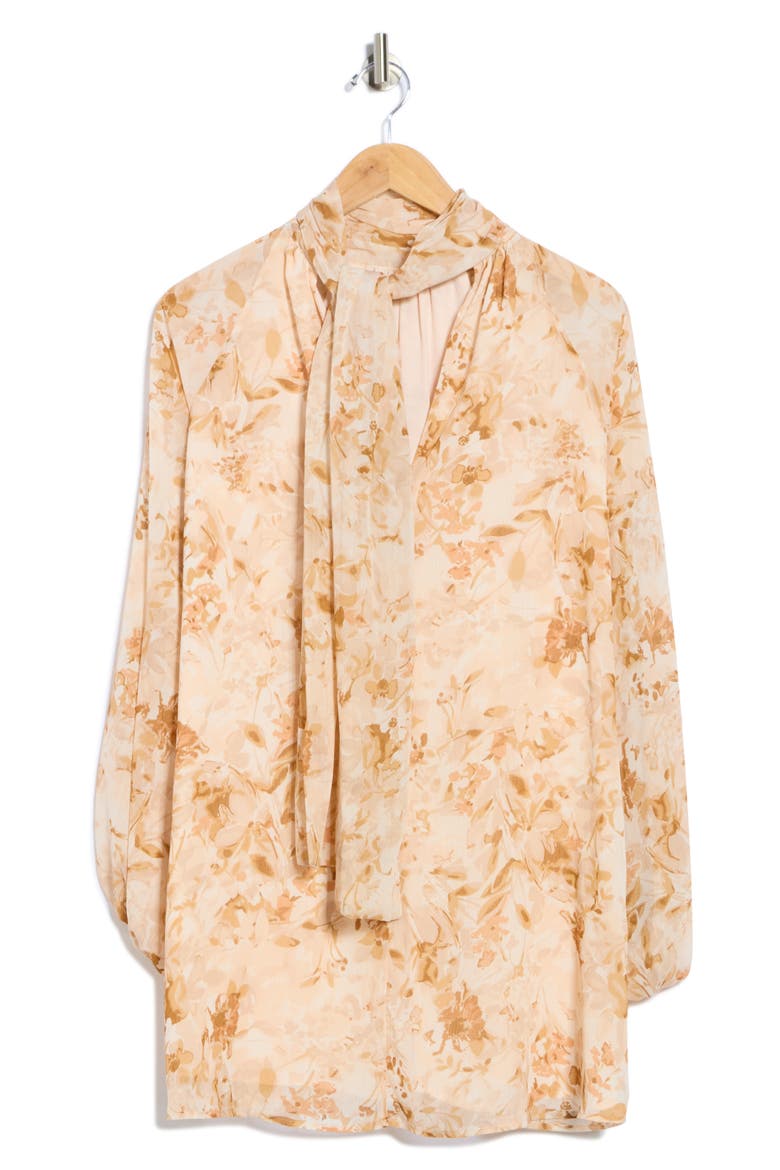 Evelyn Floral Mock Neck Long Sleeve Dress, Alternate, color, PETAL