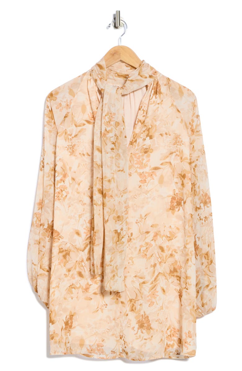 matty m. Evelyn Floral Mock Neck Long Sleeve Dress, Alternate, color, Petal