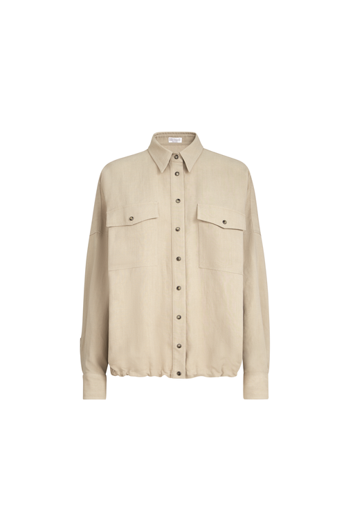 Brunello Cucinelli Fluid Twill Shirt In Neutral
