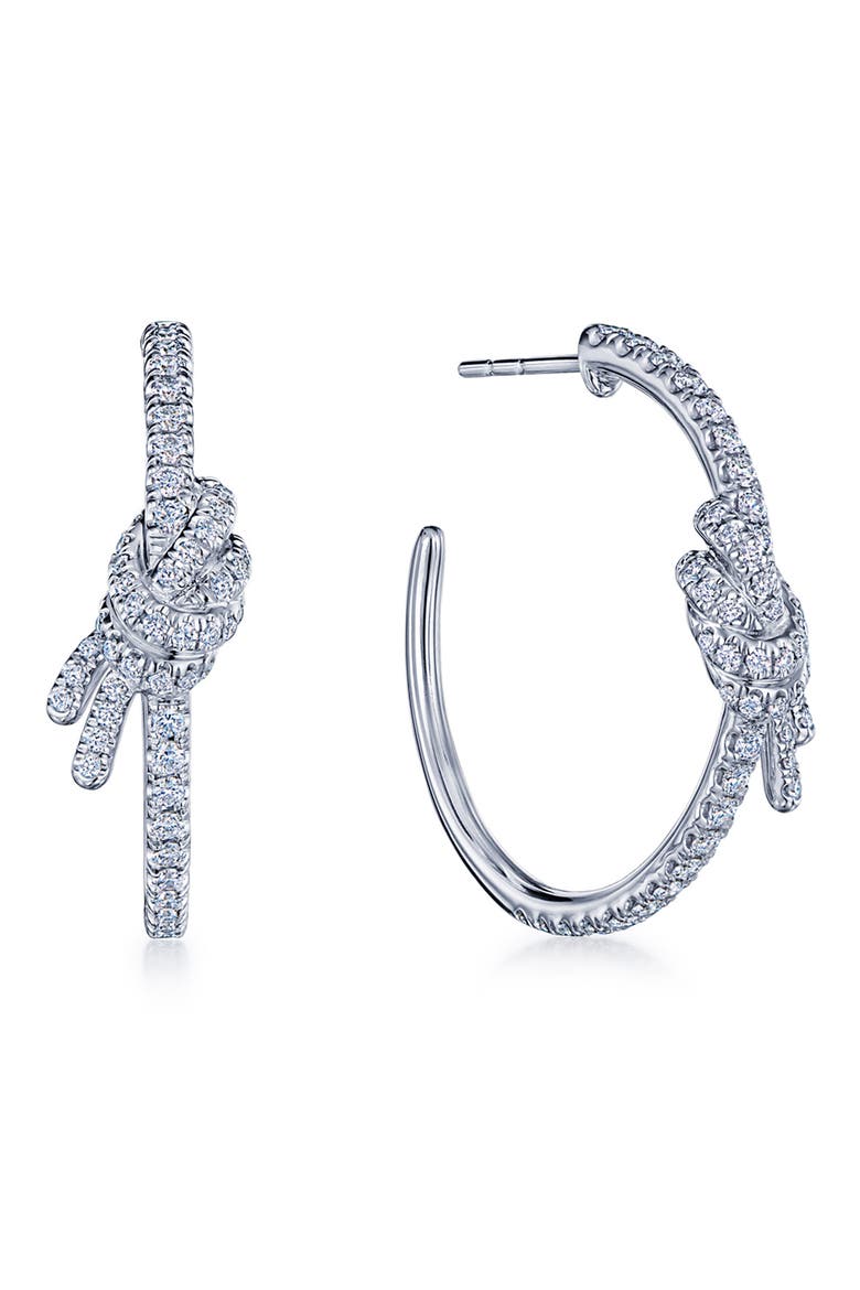 Entwine Diamond Hoop Earrings, Main, color, PLATINUM