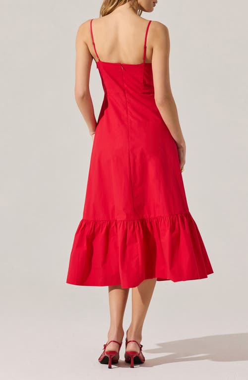 Astr The Label Twisted Bow Detail Cotton Dress In Red