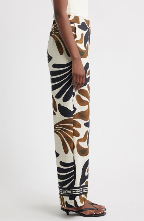 Mango Karina Print Wide Leg Pants In Sand