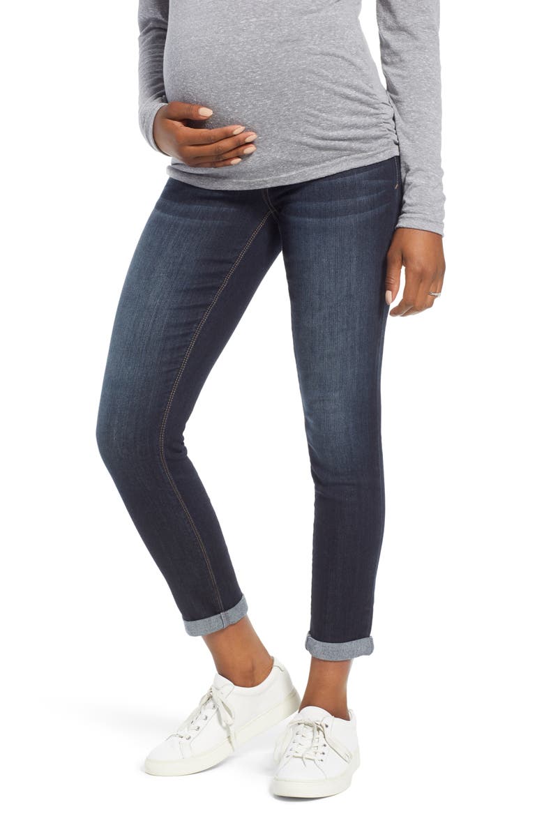 Roll Cuff Maternity Skinny Jeans, Main, color, ERICA