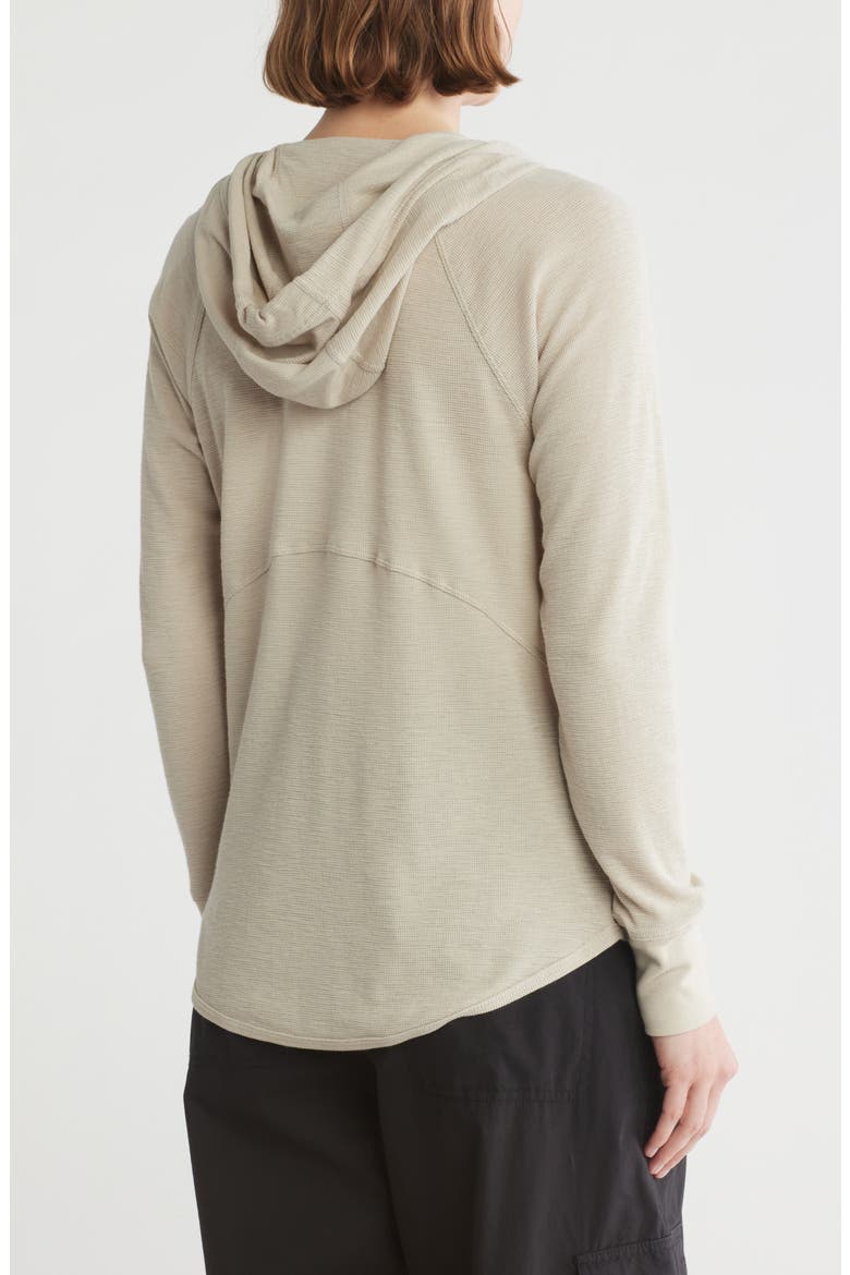 Slub Waffle Knit Zip Hoodie, Alternate, color, PEBBLE
