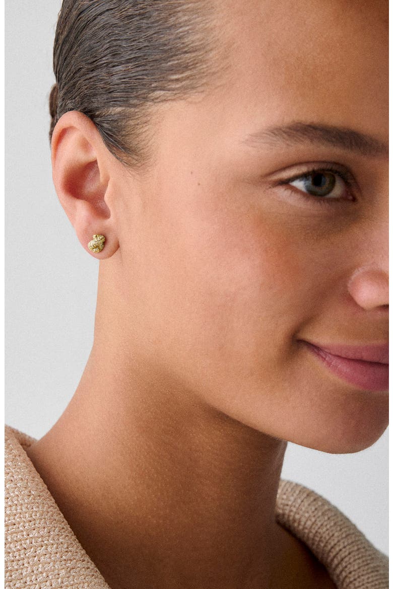 Pavé Knot Stud Earrings, Alternate, color, CLEAR/ GOLD.