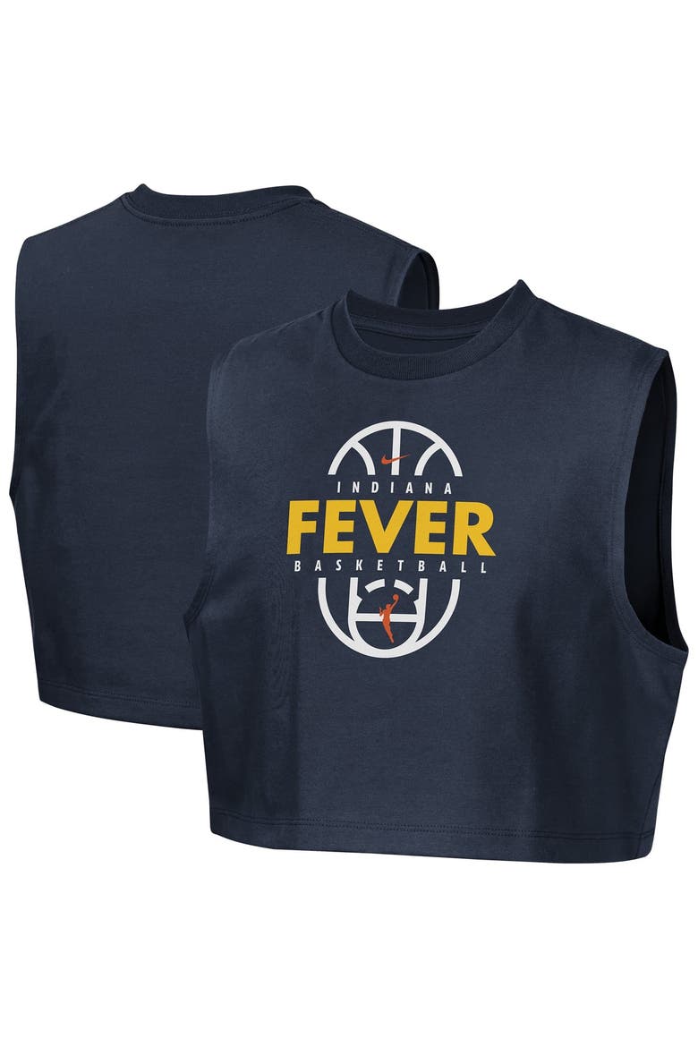 Girls Youth Nike Navy Indiana Fever 2026 Authentic Practice Sleeveless Cropped T-Shirt, Main, color, Navy
