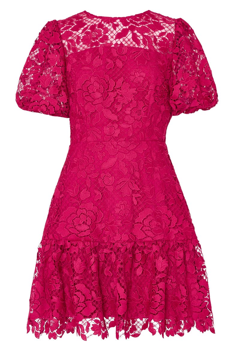 Yasmin Rose Mosaic Lace Dress, Alternate, color, RASPBERRY