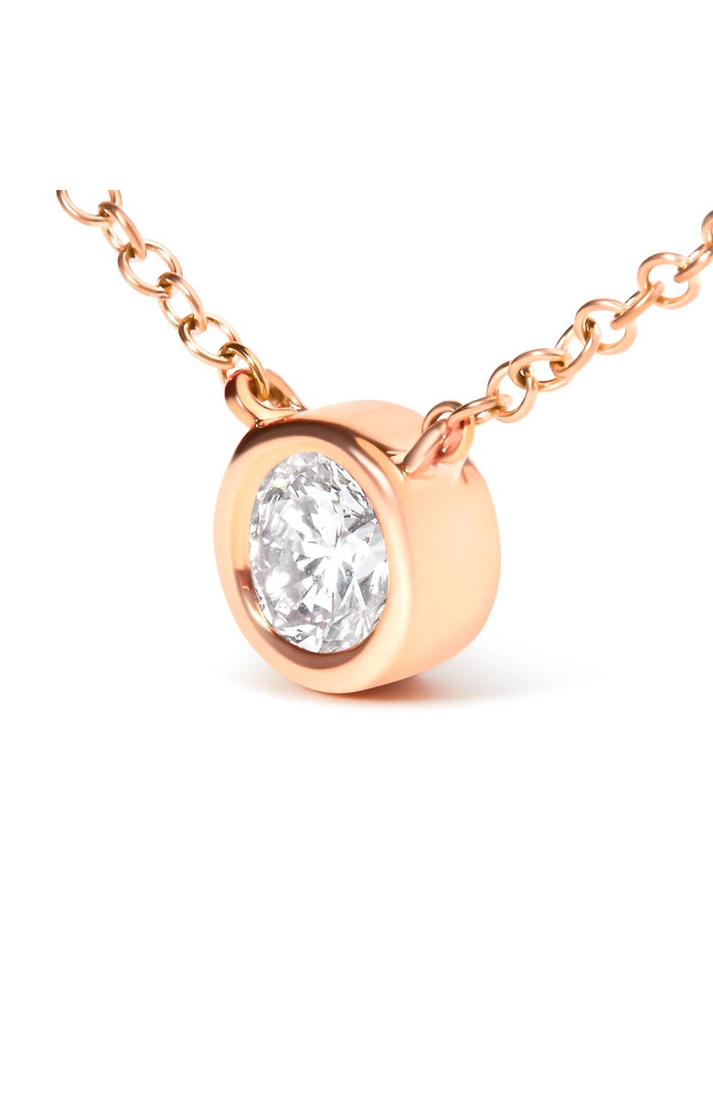 Haus of Brilliance 14K Rose Gold Plated Sterling Silver Bezel- Diamond Solitaire Pendant Necklace, Alternate, color, Rose
