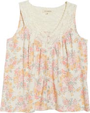 Lucky Brand Floral Lace Trim Sleeveless Top