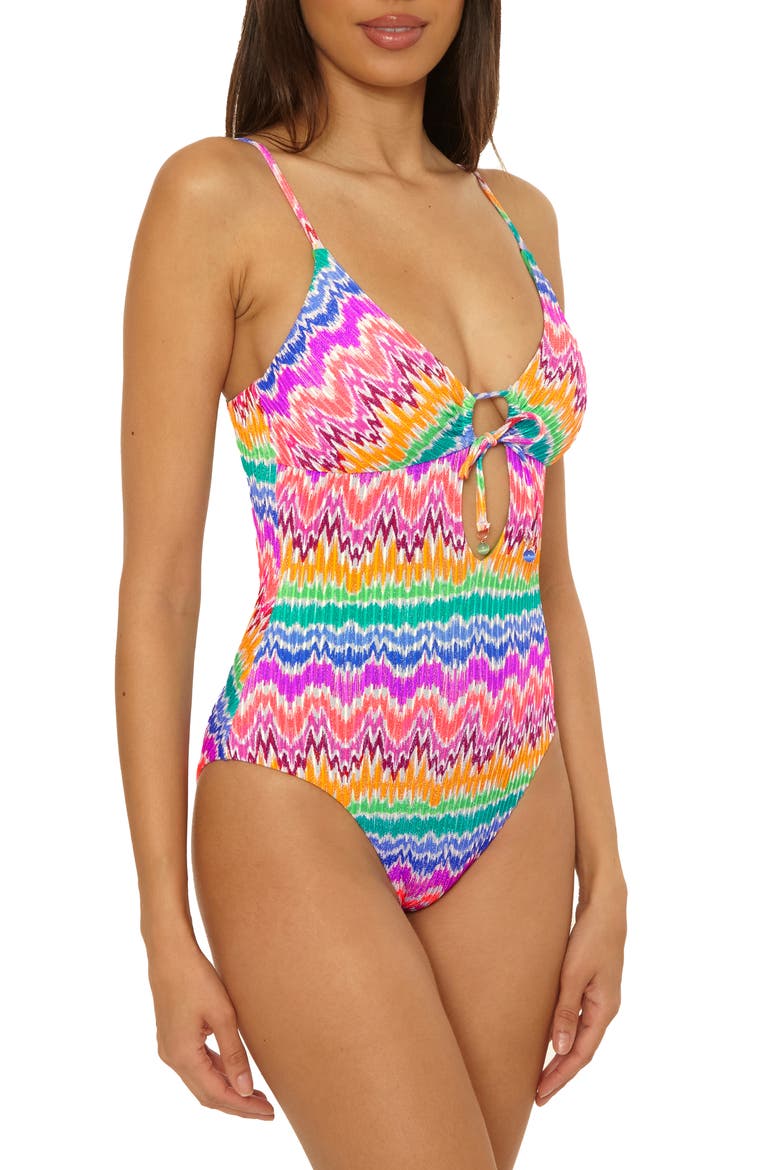 Rio Metallic One-Piece Swimsuit, Alternate, color, PINK MULTI