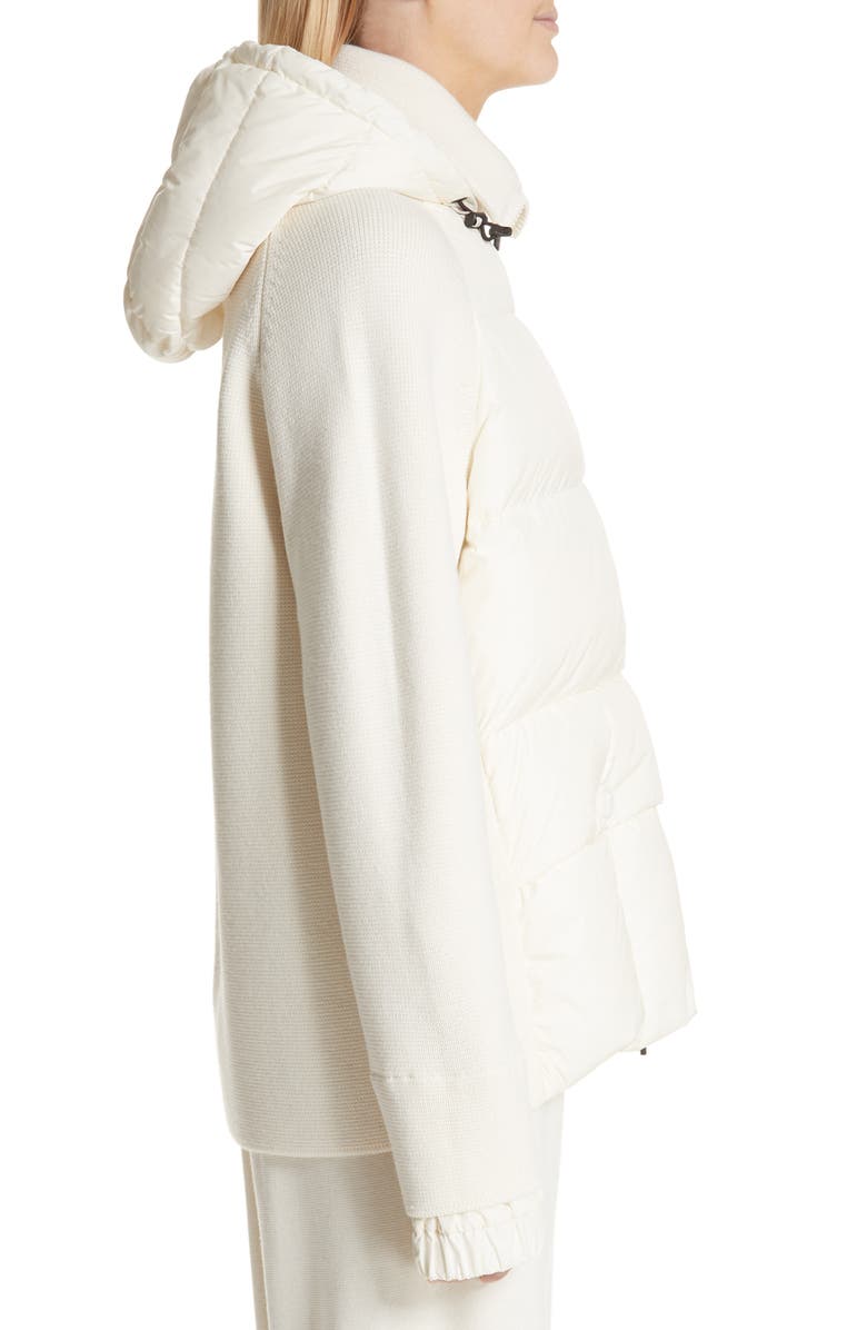 Moncler Spa Quilted Down & Knit Hooded Jacket, Alternate, color, 