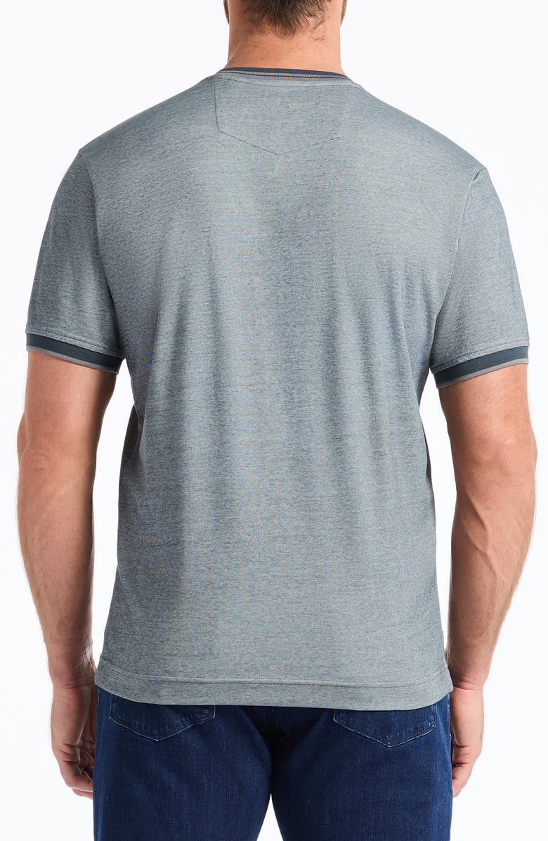 Robert Graham Holton V-Neck Cotton Blend Piqué T-Shirt, Alternate, color, Charcoal