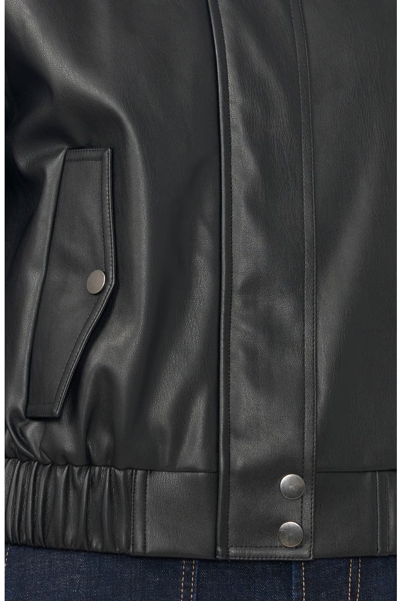 Faux Leather Bomber Jacket, Alternate, color, RICH BLACK