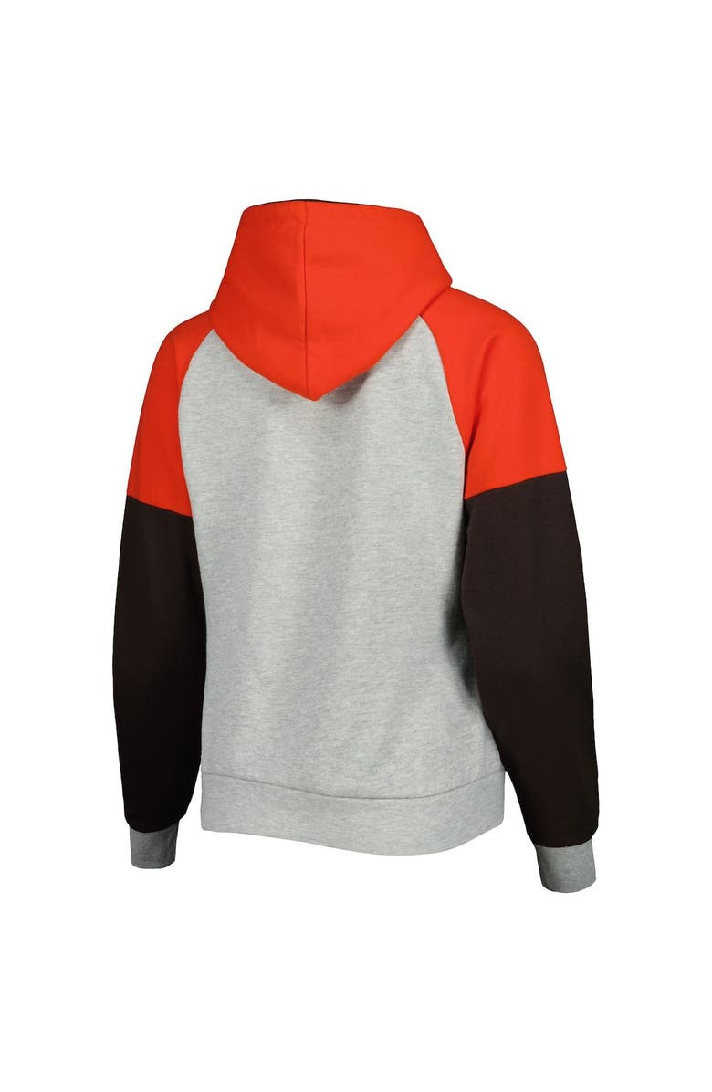 ANTIGUA Women's Antigua Heather Gray Cleveland Browns Lightweight Jackpot Raglan Half-Zip Pullover Hoodie, Alternate, color,