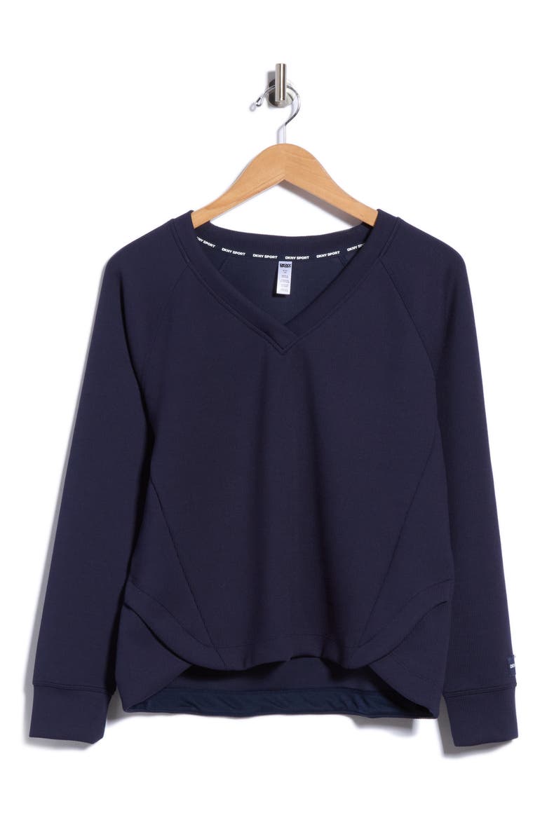 Tulip Hem V-Neck Pullover, Main, color, PEACOAT