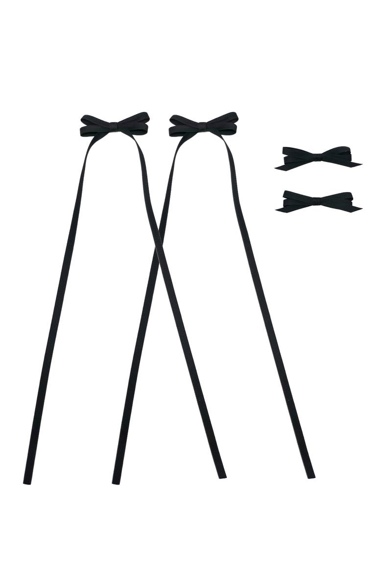 Ribbon Bow Clip Set, Main, color, Black