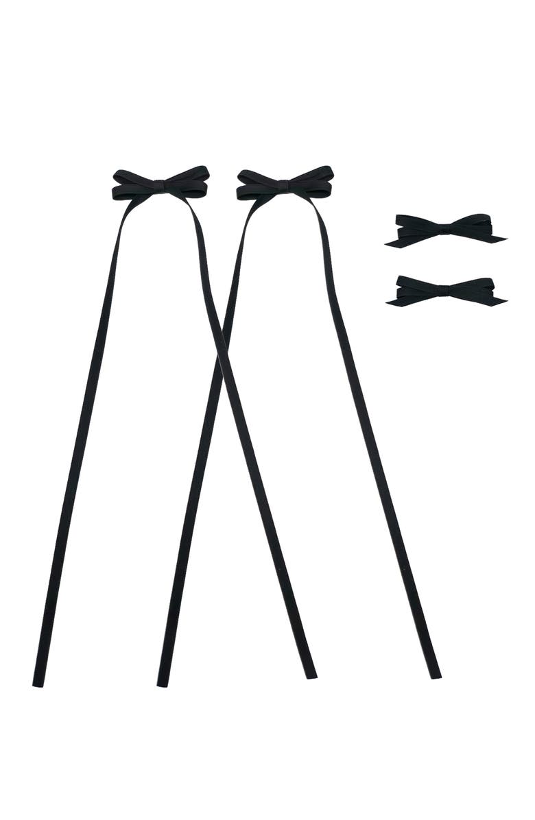 Puttisu Ribbon Bow Clip Set, Main, color, Black