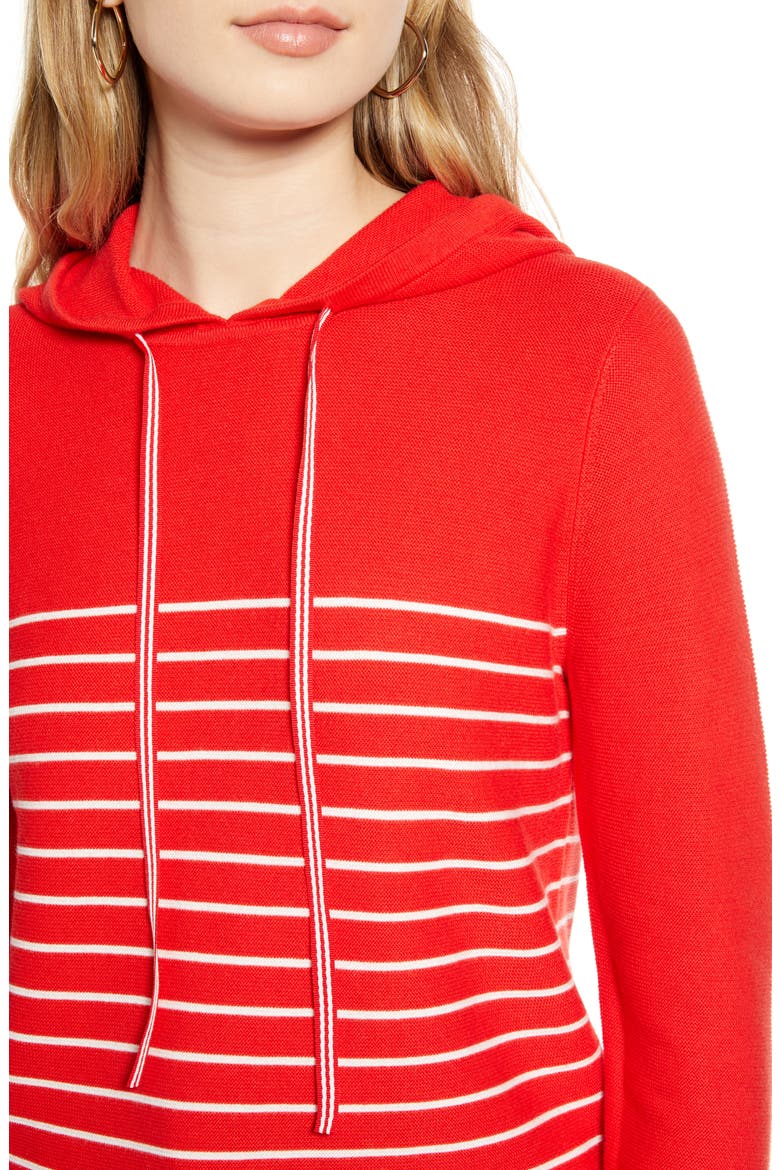 Nautical Stripe Cotton Blend Hooded Sweater, Alternate, color, RED- IVORY C PLCD LUKAH STP