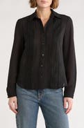 MAX STUDIO Embroidered Pleated Button-Up Shirt