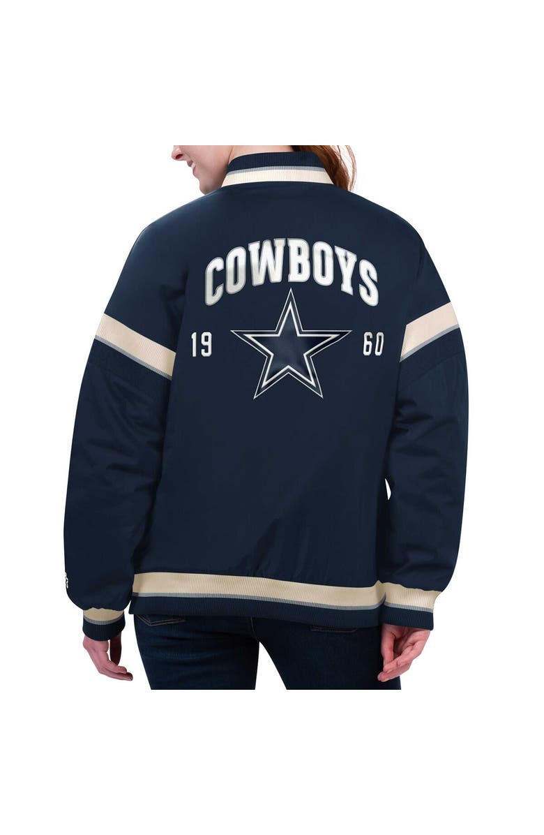 STARTER Women's Starter Navy Dallas Cowboys Tournament Full-Snap Varsity Jacket, Alternate, color, Navy