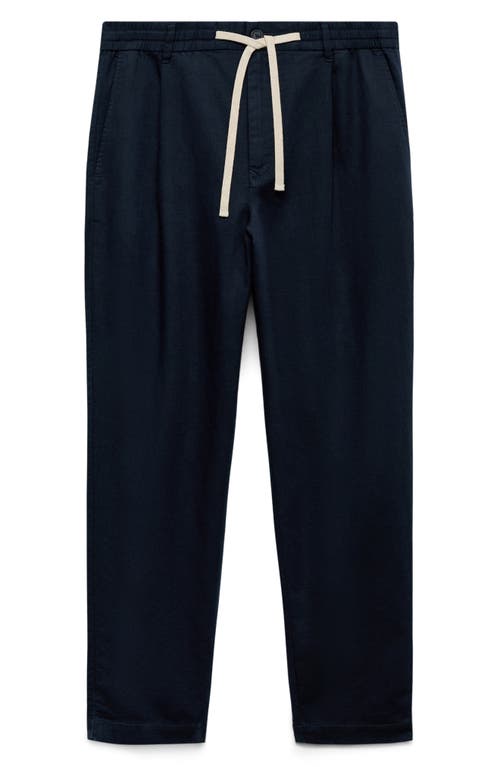 Mango Slim Fit Pants With Drawstring Waist In Black