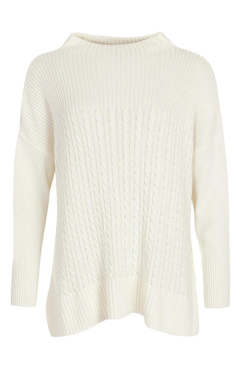 Barbour Guernsey Mix Stitch Cotton Cape Sweater, Alternate, color,