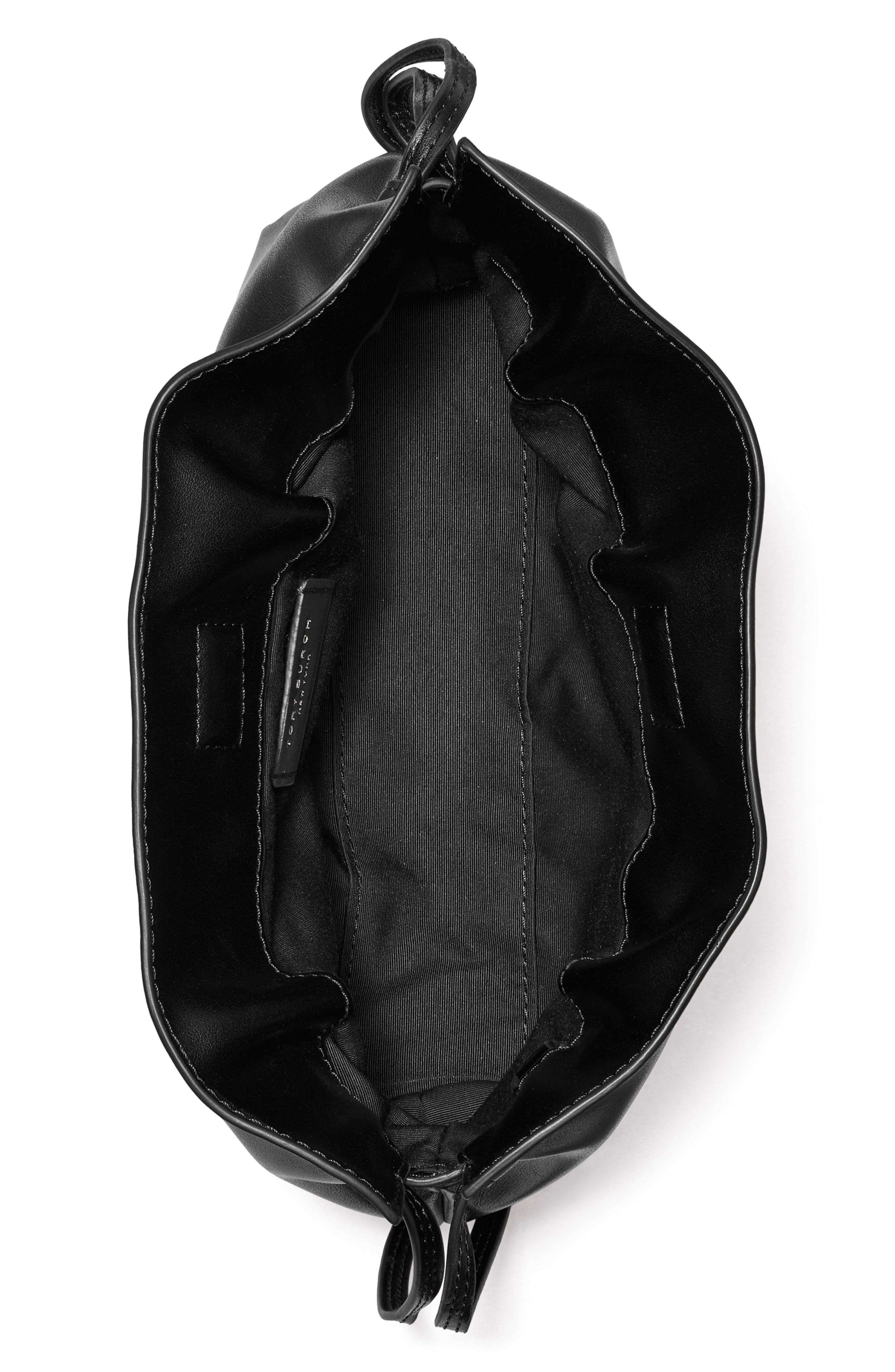 Ella Faux Leather Drawstring Pouch, Alternate, color, BLACK