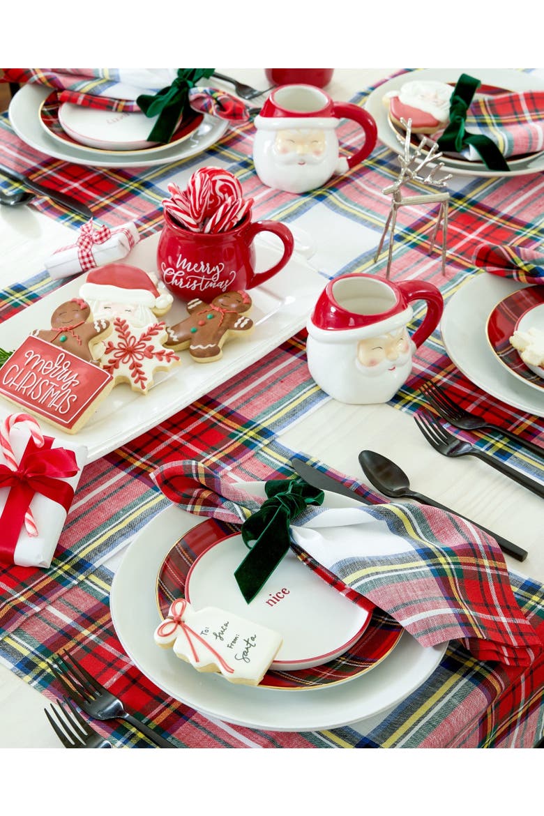 Linen Placemats Set of 4, 14 x 19" - Stewart Plaid, Alternate, color, White