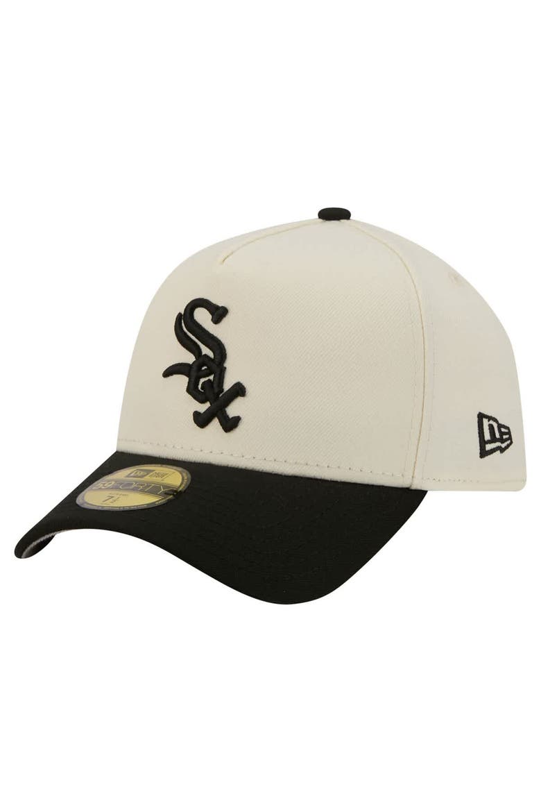 Men's New Era  Cream Chicago White Sox Chrome A-Frame 59FORTY Fitted Hat, Alternate, color, Cream