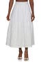 Floral Embroidered Pleated Cotton Midi Skirt