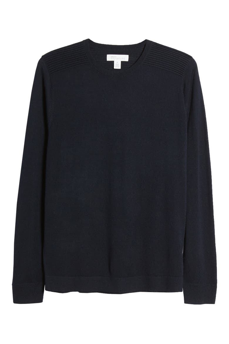 Merino Wool Blend Crewneck Sweater, Alternate, color, NAVY IRIS