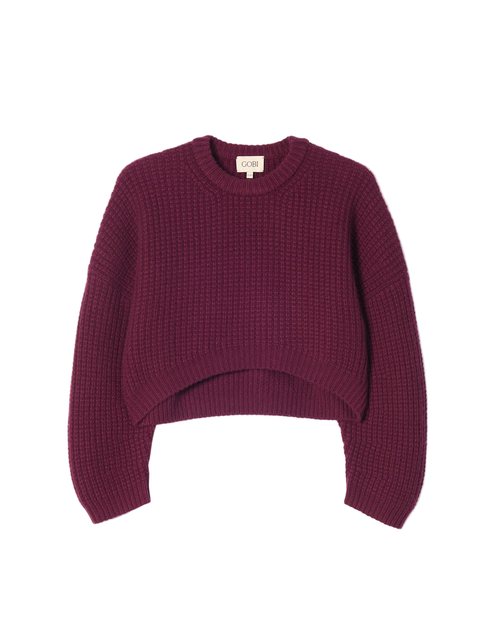 Oval-Sleeve Cropped Cashmere Sweater
