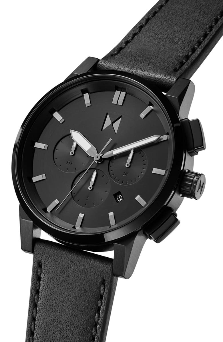 MVMT Chrono 2 Chronograph Leather Strap Watch, 44mm, Alternate, color,