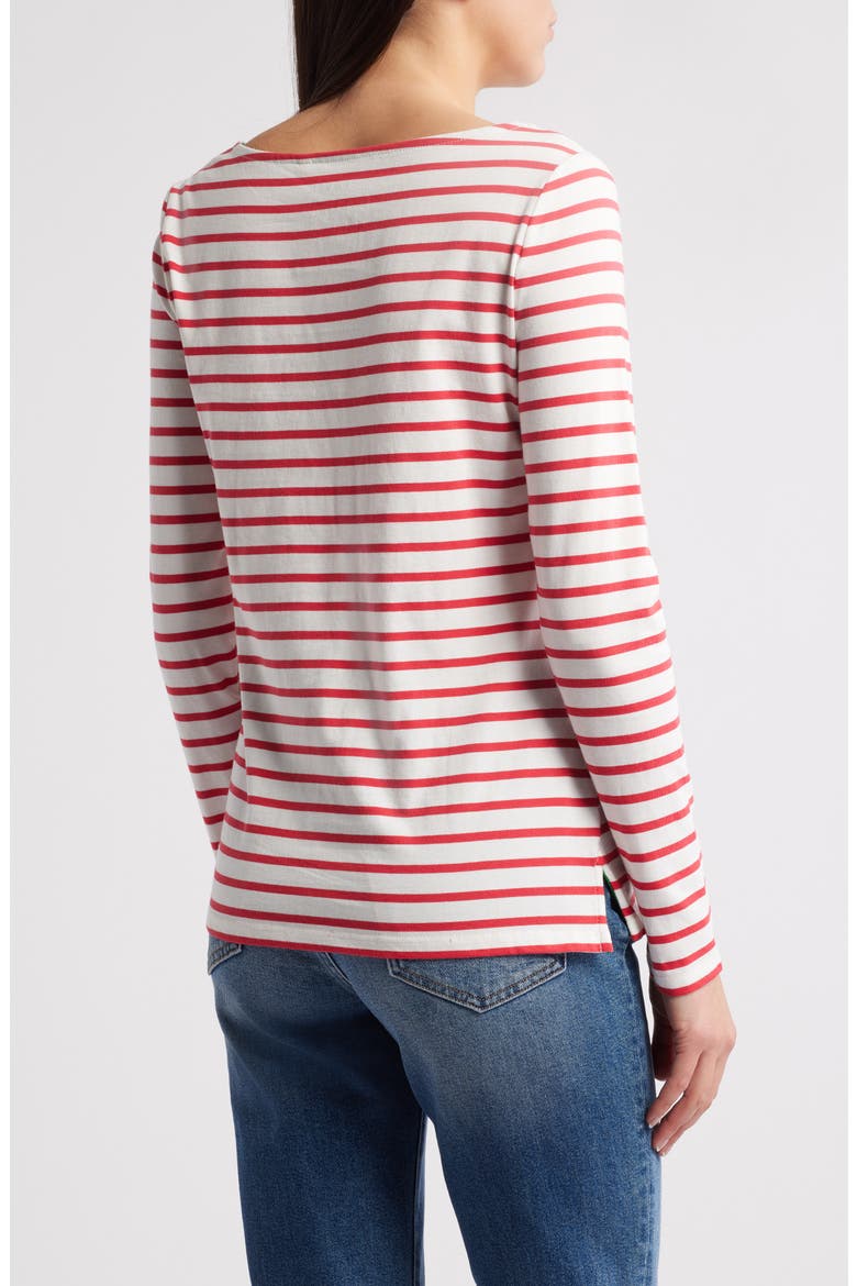 Ella Stripe Appliqué Cotton T-Shirt, Alternate, color, RED REINDEER STRIPE