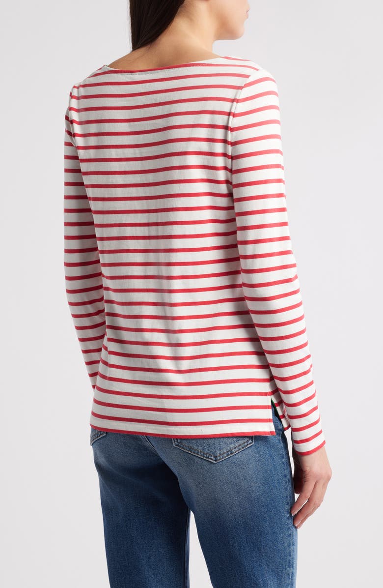 Boden Ella Stripe Appliqué Cotton T-Shirt, Alternate, color, 