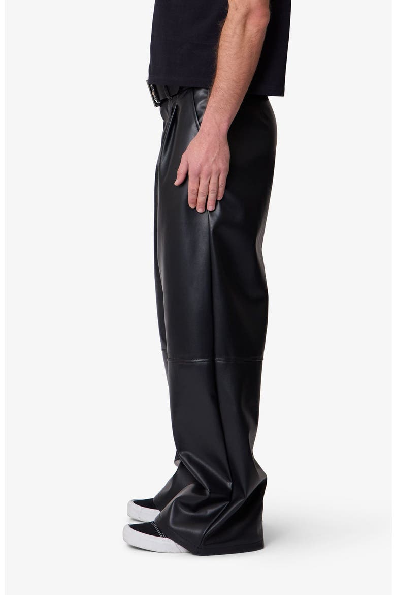 Pleated Faux Leather Pants, Alternate, color, BLACK
