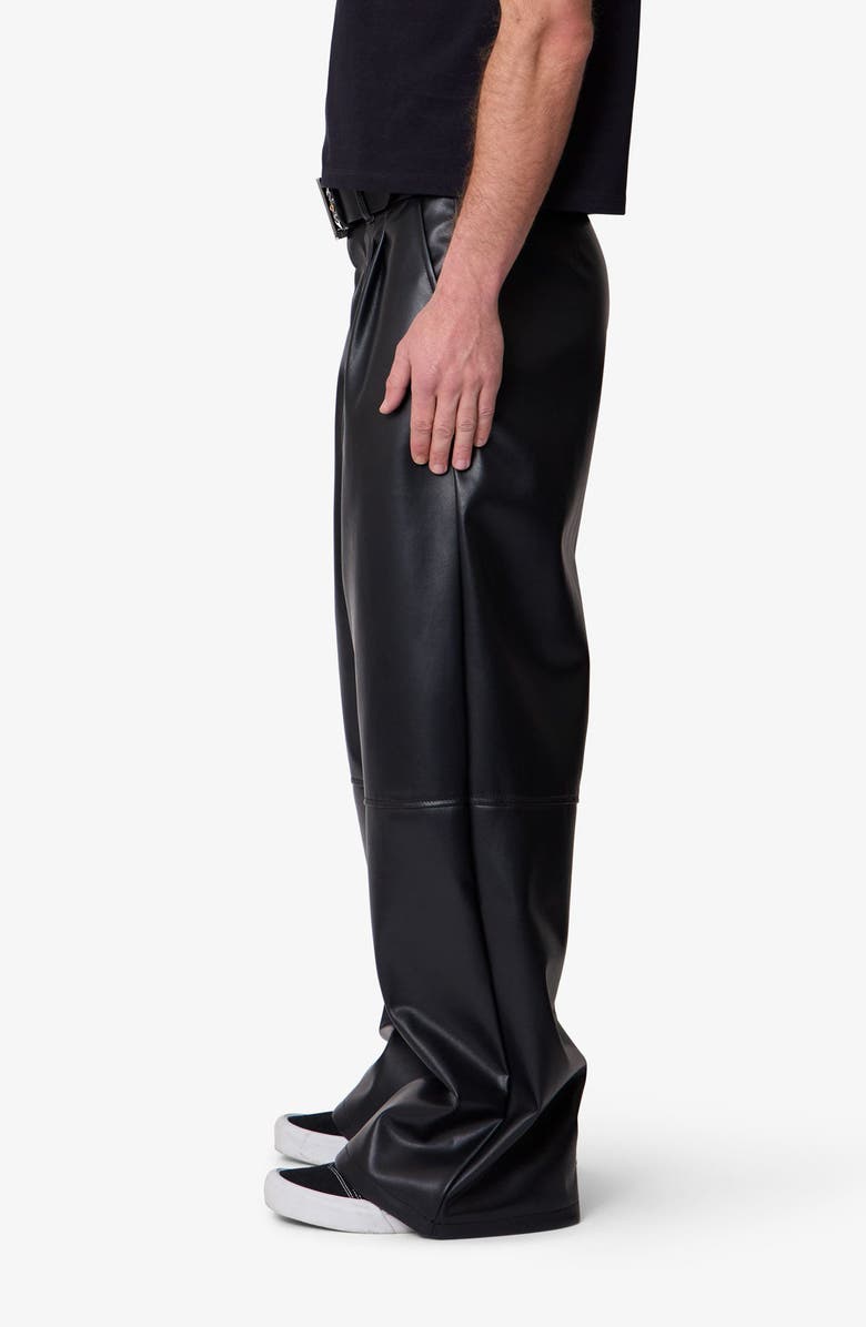 mnml Pleated Faux Leather Pants, Alternate, color, Black