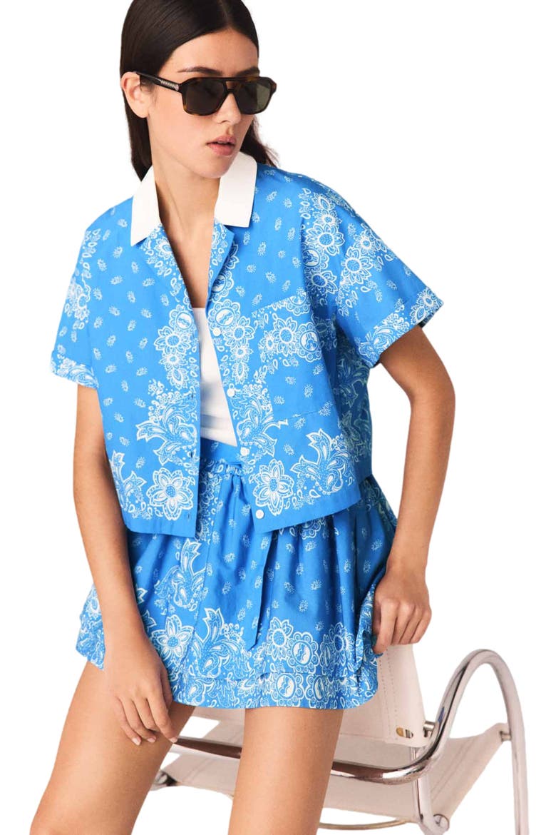 Contrast collar printed shirt, Alternate, color, Sky blue bandana print
