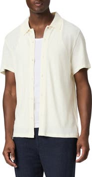 PAIGE Sultan Short Sleeve Linen & Cotton Knit Button-Up Shirt