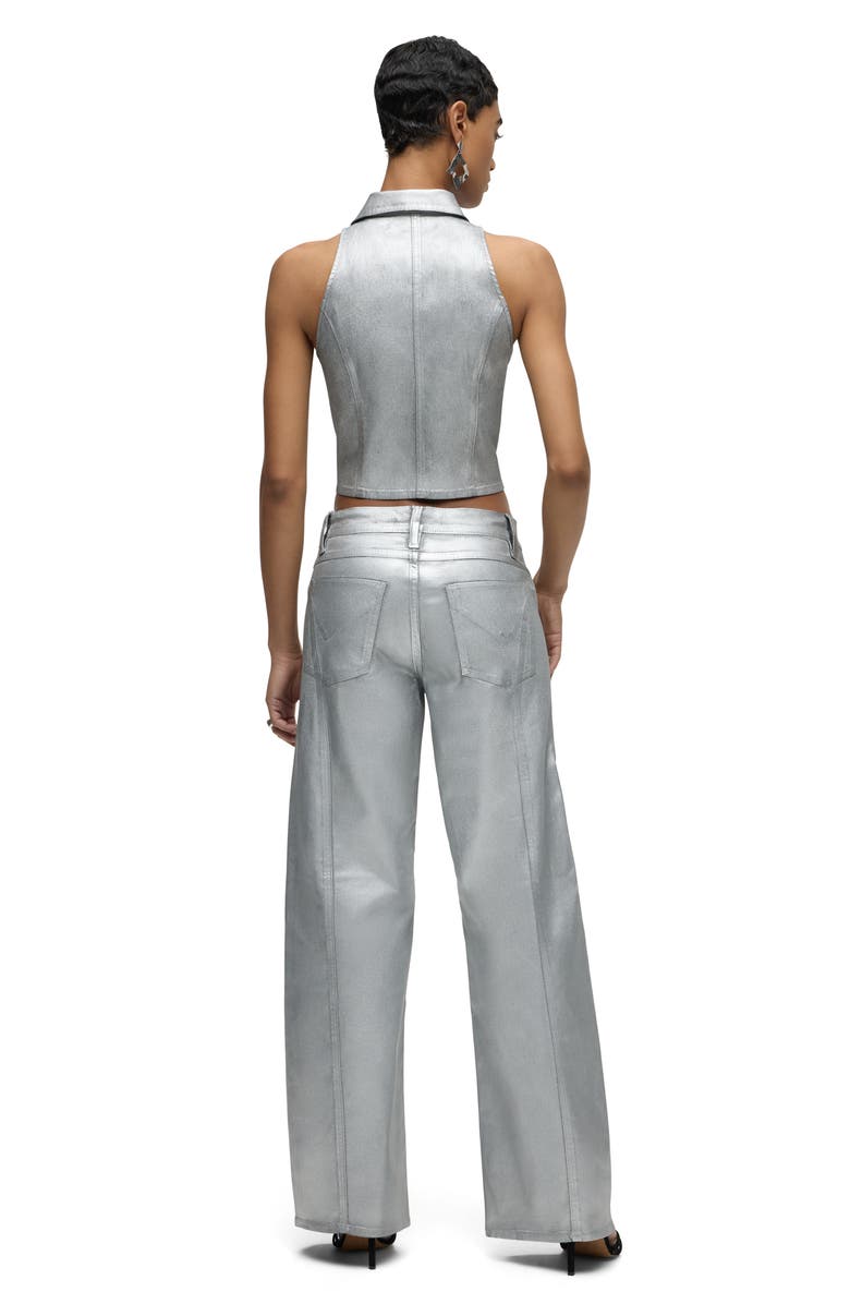 Hudson Jeans Lexi Seamed Metallic Straight Leg Jeans, Alternate, color, Matte Silver Foil