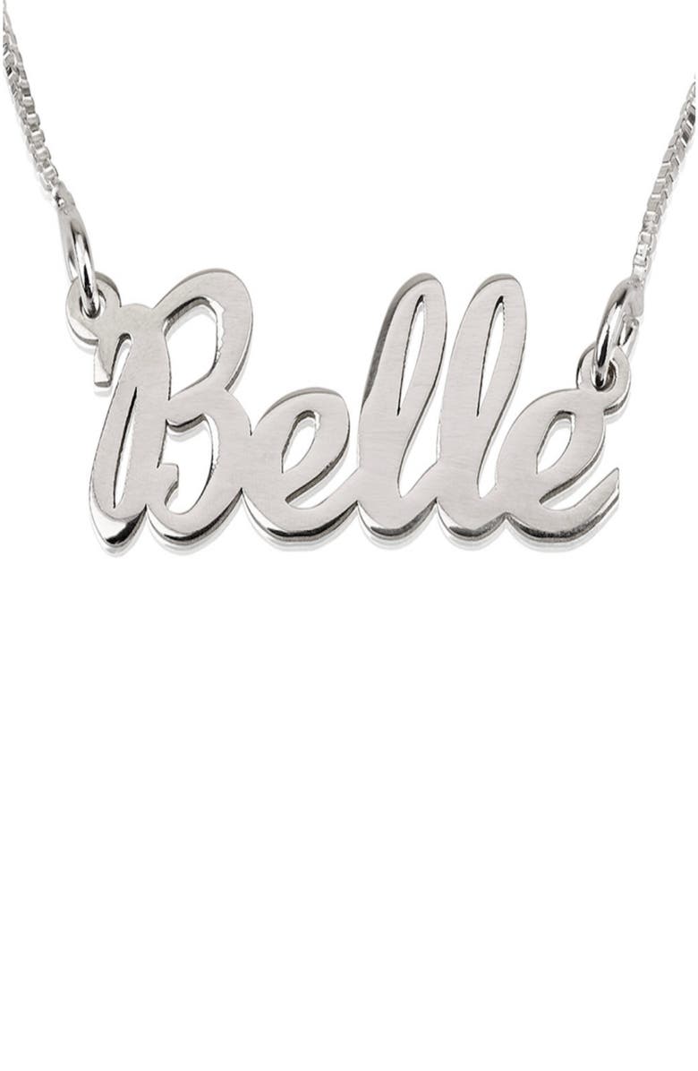 MELANIE MARIE Personalized Nameplate Necklace, Main, color, Sterling Silver