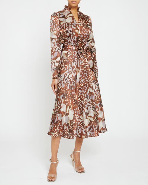Santorelli Irina Abstract-print Midi Shirtdress In Hickory Multi