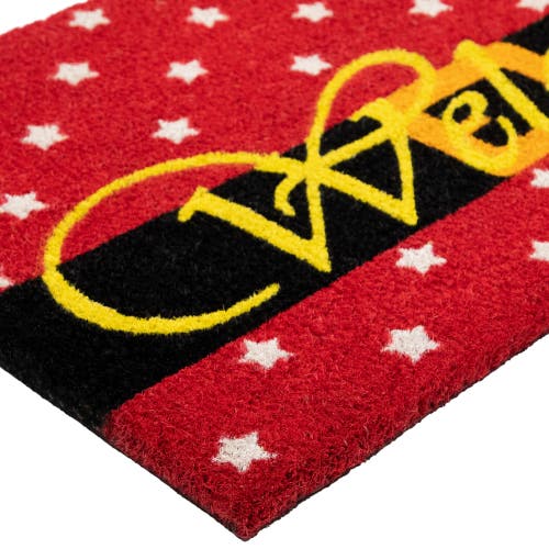 Northlight Red And White Santa Suit With Buckle "welcome" Coir Christmas Outdoor Doormat 18" X 30" In Red