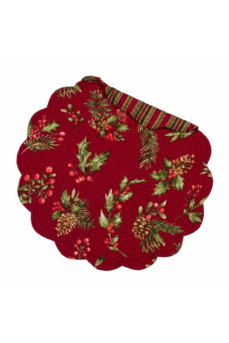 Maureen Floral Reversible Round Set of 6 Placemats17", Alternate, color, Red