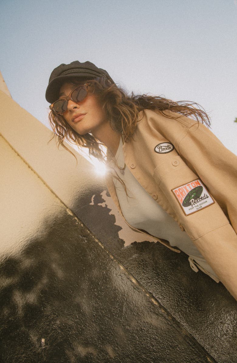 Brixton Utopia Patchwork Overshirt, Alternate, color, Washed Timeless Taupe