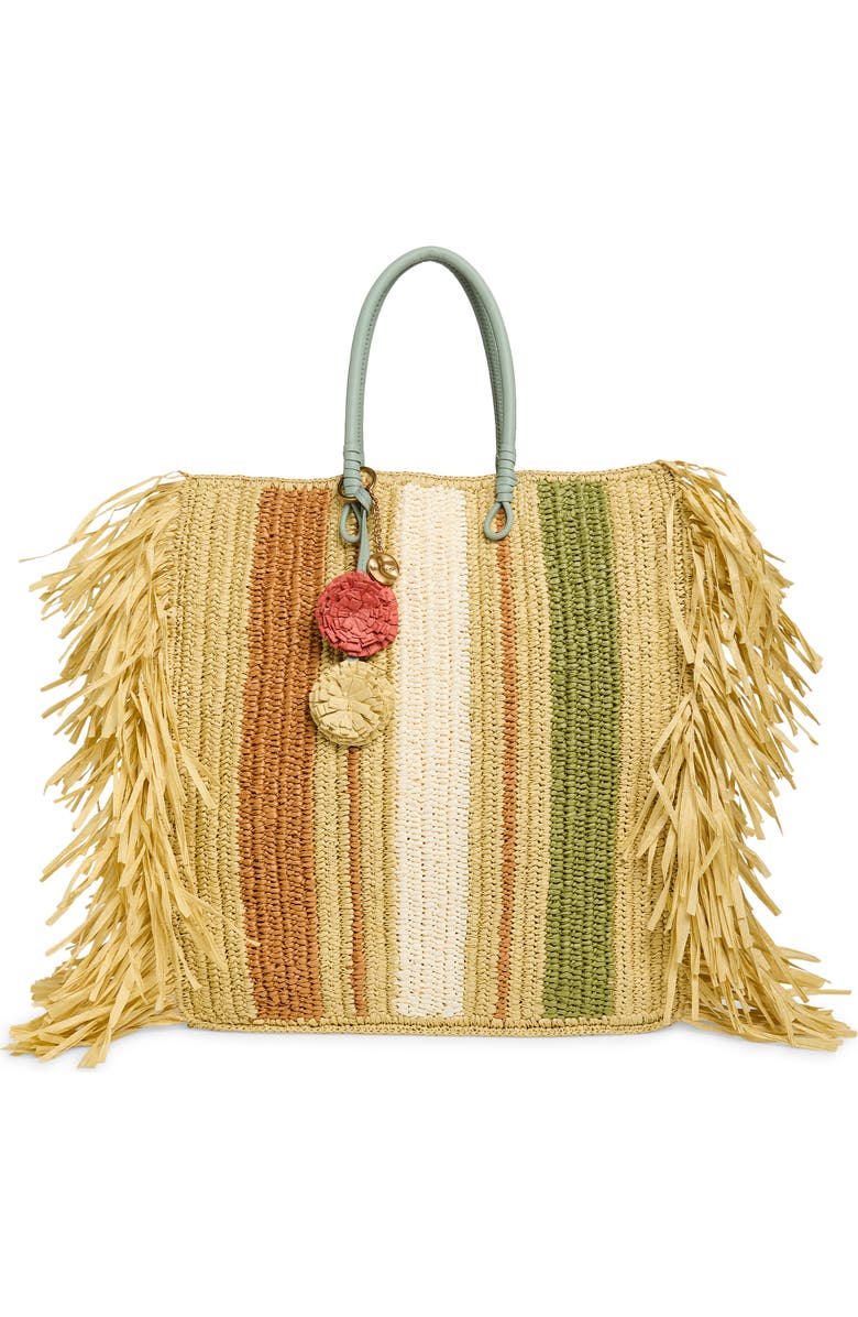 Sam Edelman Lily Straw Tote, Main, color, Natural/ Green