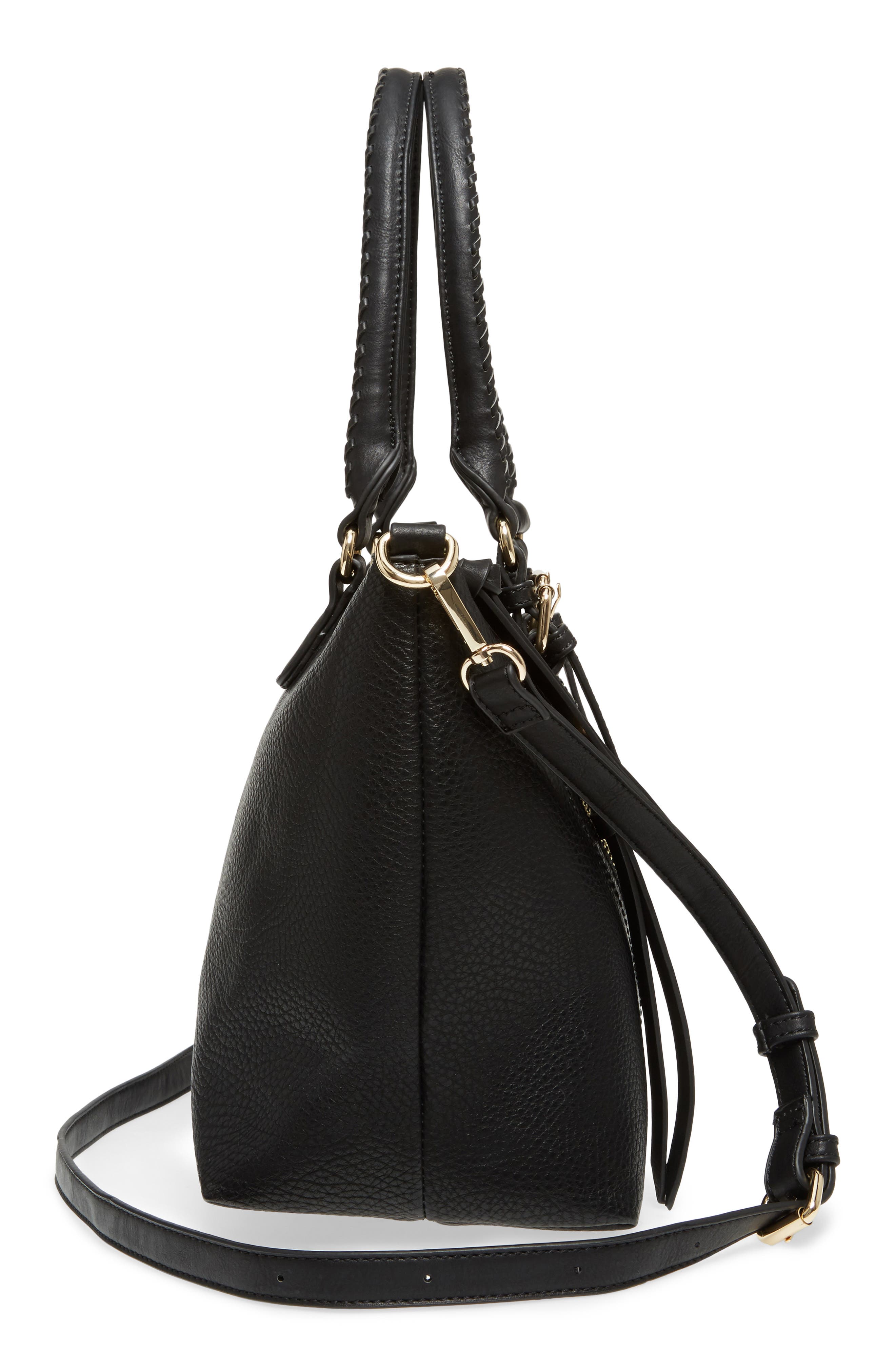Girard Faux Leather Satchel, Alternate, color, NEW BLACK